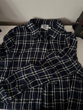 Princess Polly Navy and White Plaid Button-Down Shirt